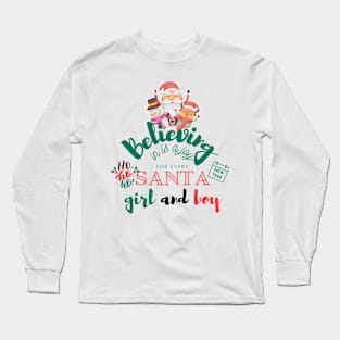 Vintage pink santa claus - Retro Pink Santa Claus - Christmas Stickers Long Sleeve T-Shirt